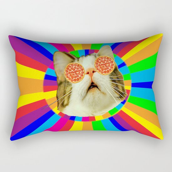 pizza loving cat Rectangular Pillow