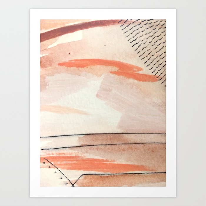 Aly 2 Minimal Pinks White Black Mixed Media Ink
