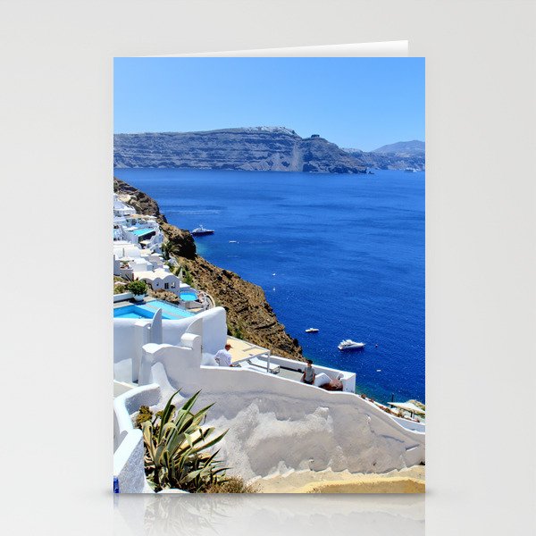 Santorini, Greece, Cobalt Blue Sea, Ocean Views Stationery Cards