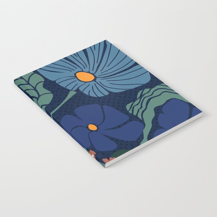 Klimt flower dark blue Notebook