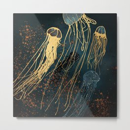 Metallic Jellyfish Metal Print