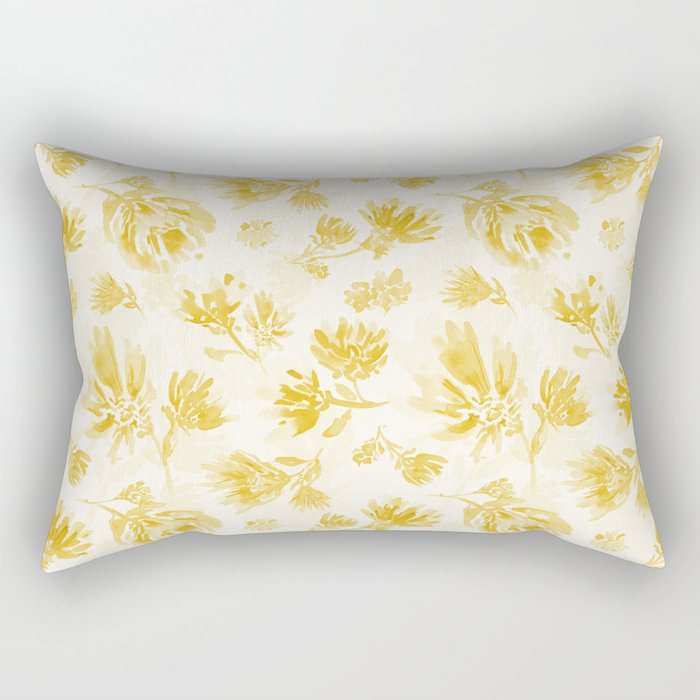 Yellow flowers watercolor pattern Rectangular Pillow