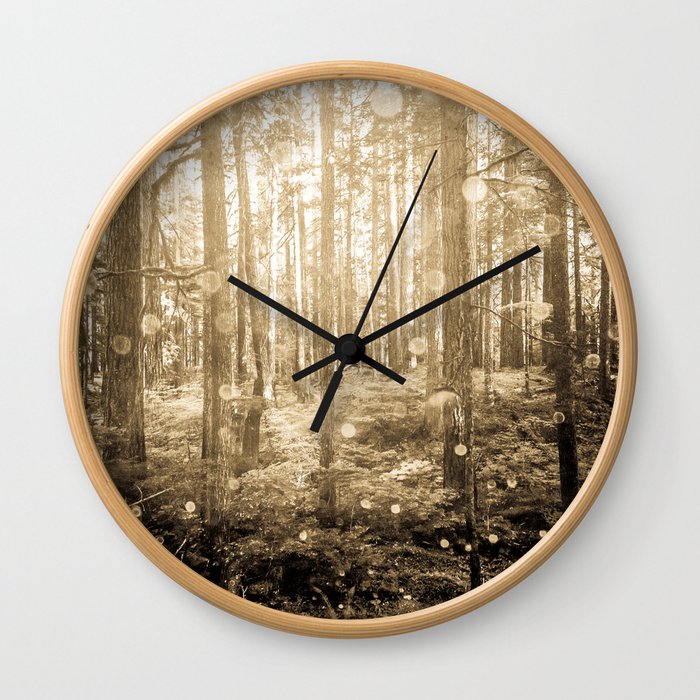 Vintage Sepia Fairy Forest Wall Clock