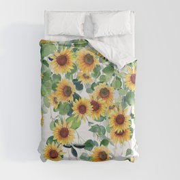 Sunflowers and Eucalyptus Garland  Duvet Cover