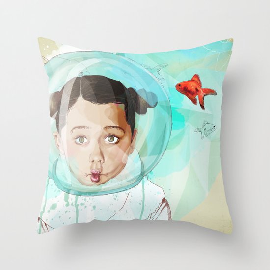 Fish Girl Throw Pillow