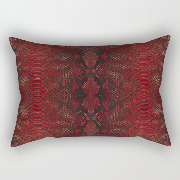 Red Python Snakeskin pattern Rectangular Pillow