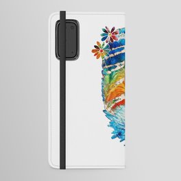 Colorful Whimsical Feather Flowers Art Android Wallet Case