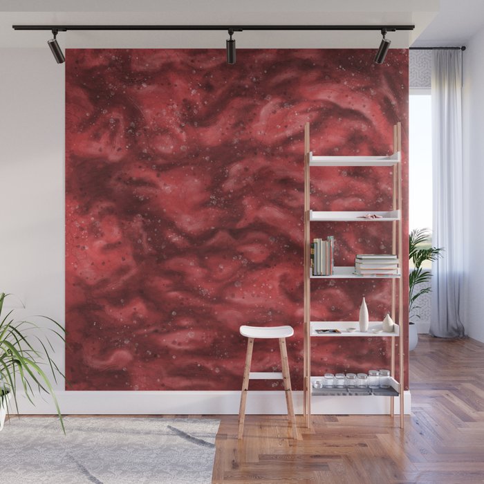 Red abstract painting texture, brick red marble waves Wall Mural