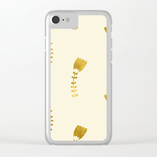 Cream Gold Foil 03 Clear iPhone Case