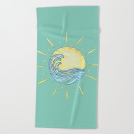 Sun Wave Aqua  Beach Towel