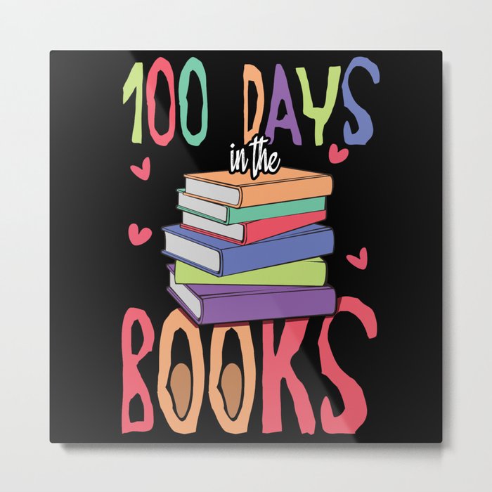 Days Of School 100th Day 100 Books Metal Print