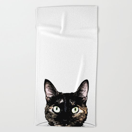 Peeking Cat Beach Towel