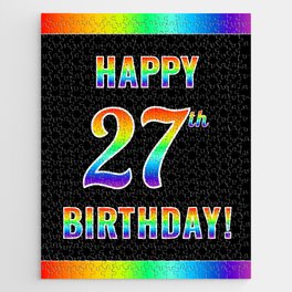 [ Thumbnail: Fun, Colorful, Rainbow Spectrum “HAPPY 27th BIRTHDAY!” Jigsaw Puzzle ]