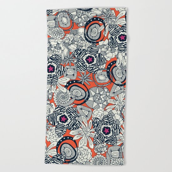 succulents orange pink star Beach Towel