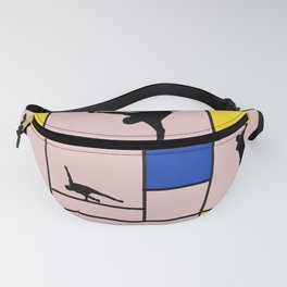 Street dancing like Piet Mondrian - Yellow, and Blue on the pink background Fanny Pack