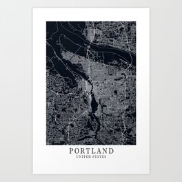 Portland - Us Elegant City Map 000814 Art Print