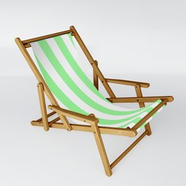 [ Thumbnail: Green and White Colored Lines/Stripes Pattern Sling Chair ]