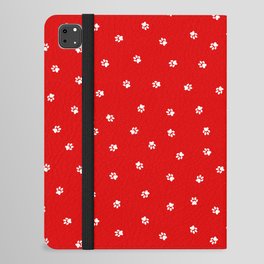 Tiny Paw Prints Pattern Red & White iPad Folio Case