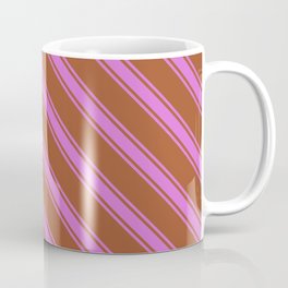 [ Thumbnail: Sienna & Orchid Colored Lines Pattern Coffee Mug ]