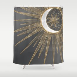 Elegant Gold Doodles Sun Moon Mandala Design Shower Curtain