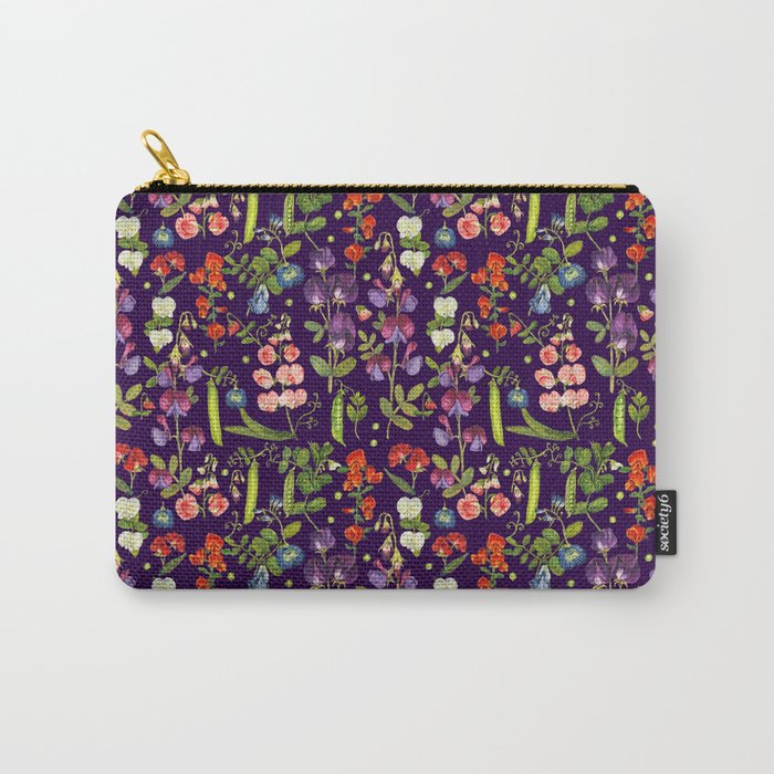 Beautiful Pea Flowers and Peas - dark Carry-All Pouch