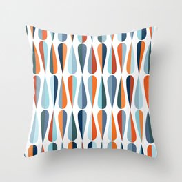 Mid century modern style retro seamless pattern with drop shapes in various color tones Throw Pillow