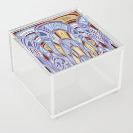 Kaleidoscopic Abstraction in Violet And Yellow Acrylic Box