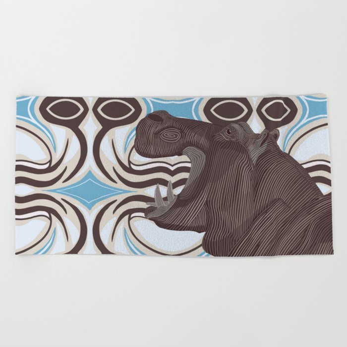 Hippo From Africa Beach Towel