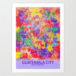 Guatemala City Splash Map Art Print | Park, Maps, Travel, Ocean, Drawing, City, Skyline, Oceania, Map, Mountain 