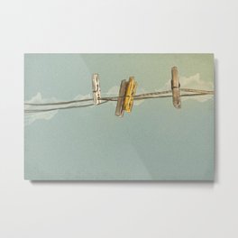 Vintage Clothespin Metal Print | Pin, Vintage, Laundry, Fresh, Oldschool, Clouds, Illustration, Clothes, Washing, Retro 