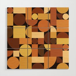 Mid Century Modern Geometric Orange Wood Wall Art