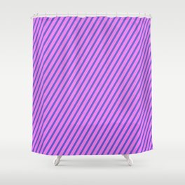 [ Thumbnail: Slate Blue and Violet Colored Striped/Lined Pattern Shower Curtain ]