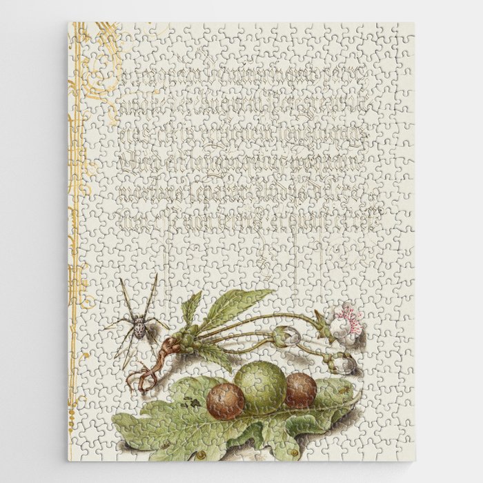 Calligraphic poster with fruit and  flowers Jigsaw Puzzle