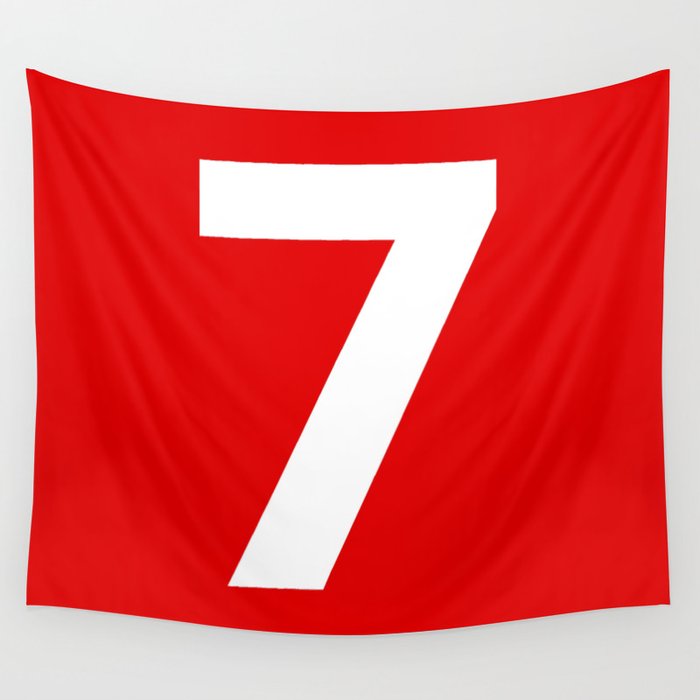 Number 7 (White & Red) Wall Tapestry