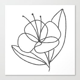 Minimalistic flower line drawing Canvas Print