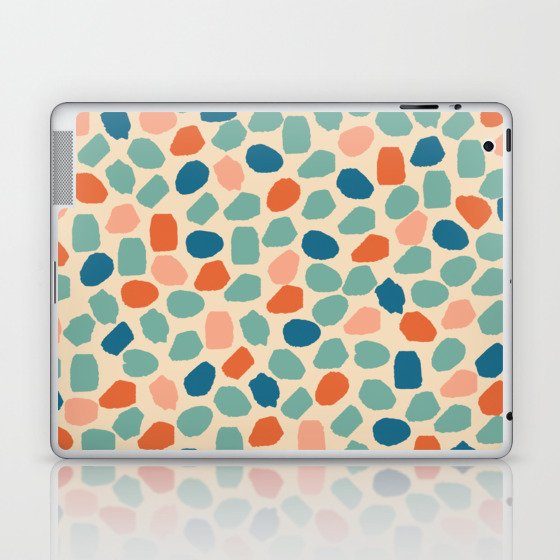 Ink Dot Mosaic Pattern in Muted Retro Teal Blush Orange Laptop & iPad Skin