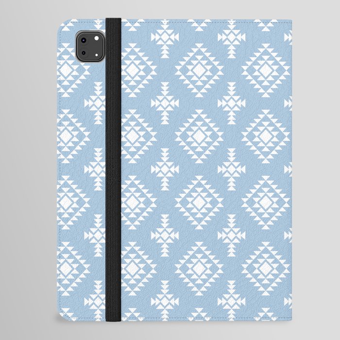 Pale Blue and White Native American Tribal Pattern iPad Folio Case