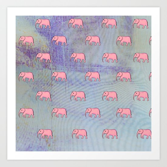 elephants on an abstract background Art Print