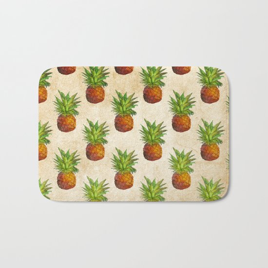 Retro Vintage Aloha Fruit Pineapple Pattern on #Society6 Bath Mat