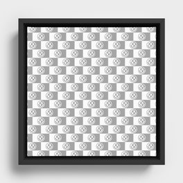Smiley Faces On Checkerboard (Grey & White)  Framed Canvas