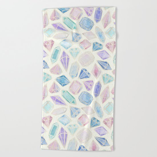 Pastel Watercolor Gems Beach Towel