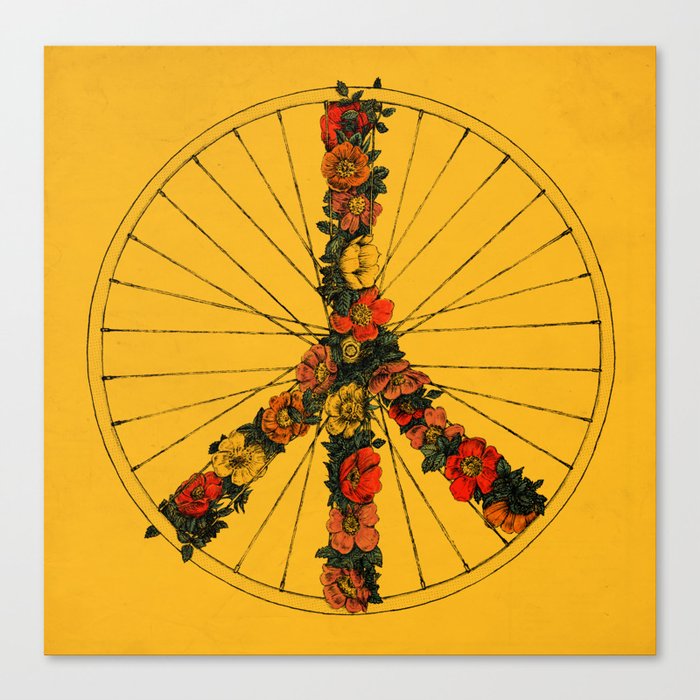 Peace & Bike (Colors) Canvas Print