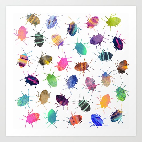 Pretty Bugs Pattern Art Print
