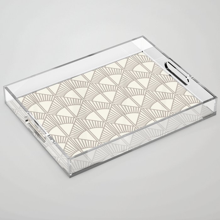 Art Deco Cream Diamond Pattern Acrylic Tray