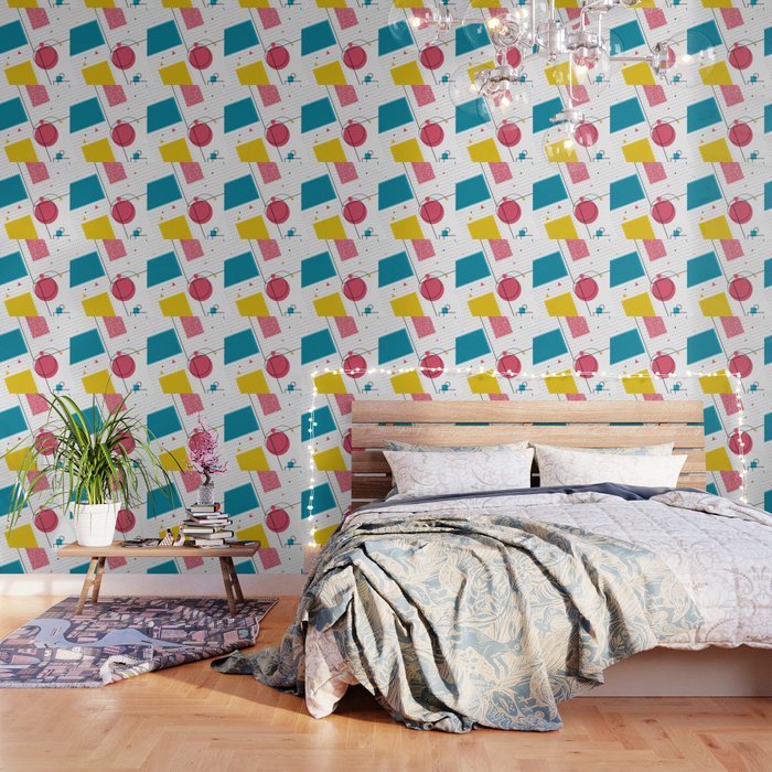 San Antonio 1989 Memphis Throwback Retro 1980s 80s Trendy Hipster Pattern Eighties Shapes Wallpaper By Anutu Society6