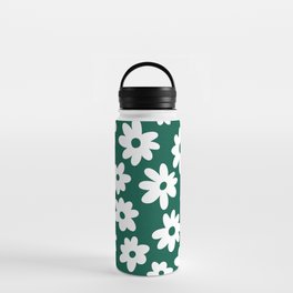 Daisy Flower Pattern (emerald green/white) Water Bottle