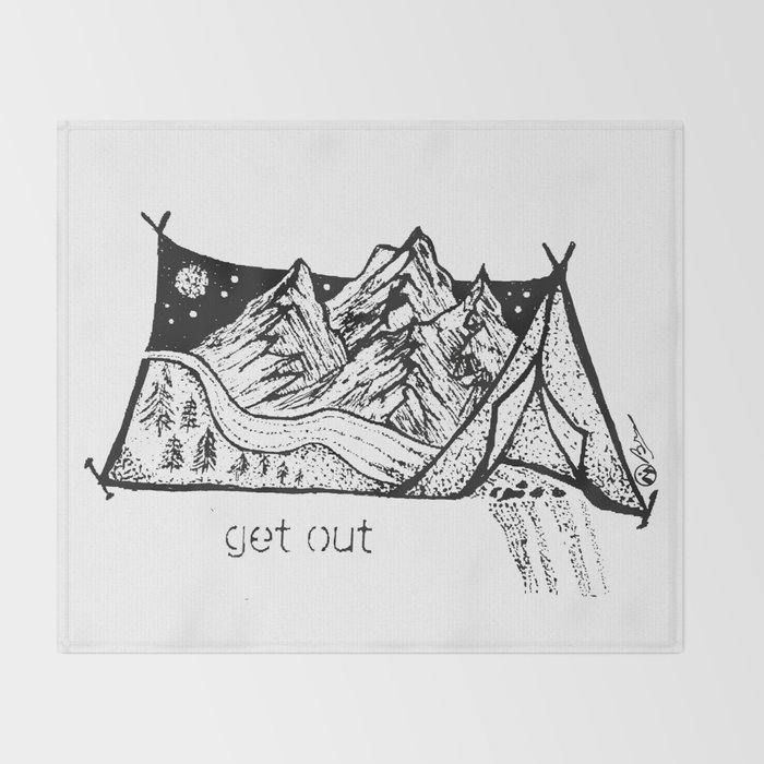 Get Out Adirondacks Mountains Camping Tent Outdoors Nature Art Adirondack Decor Throw Blanket By Darkmountainarts