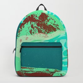 PHANTOM SHORE Backpack | Curated, Water, Ship, Boat, Sky, Shipwreck, Green, Ocean, Graphicdesign, Birds 