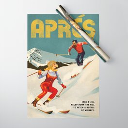 "Apres" Retro Pinup Ski Art Wrapping Paper