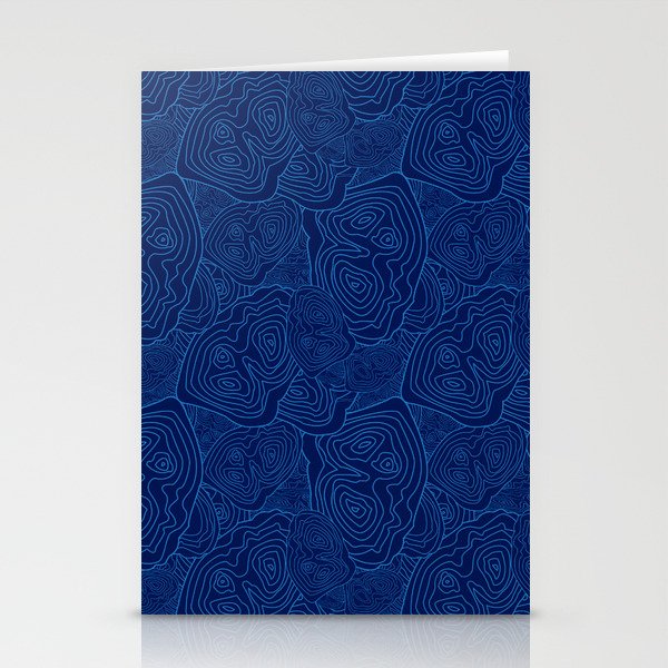Topographic Map Pattern Blue Version Stationery Cards